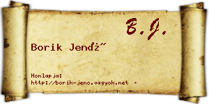Borik Jenő névjegykártya